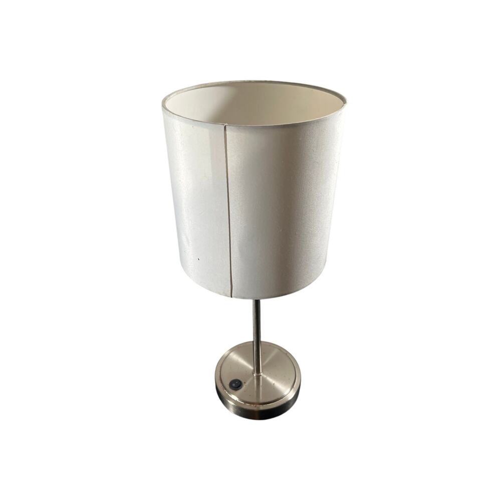 LimeLights 19.5" Table Lamp Brushed Steel Base White Fabric Shade